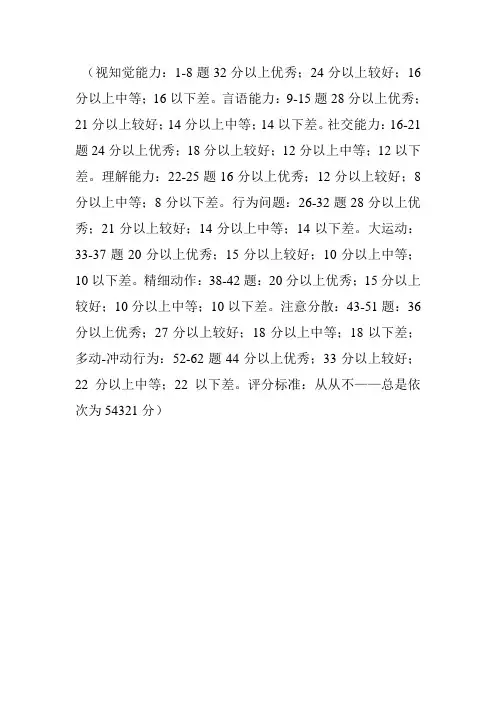 早教学习能力评分标准