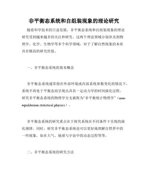 非平衡态系统和自组装现象的理论研究