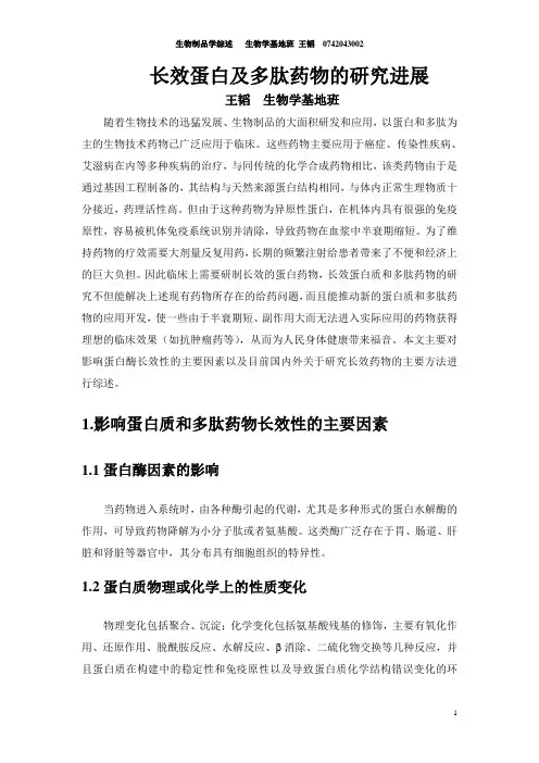 长效蛋白药物及多肽研究进展综述