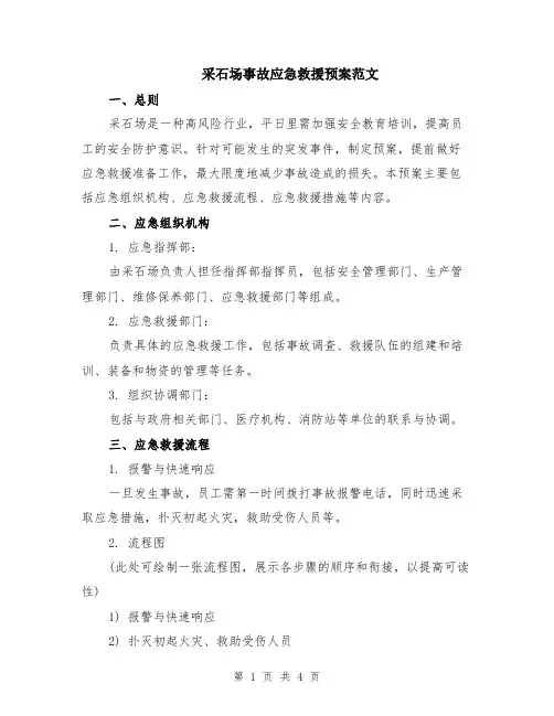 采石场事故应急救援预案范文