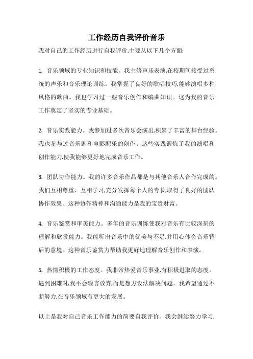 工作经历自我评价音乐