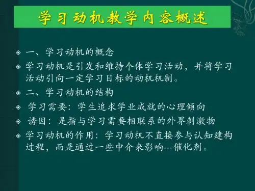 第四章  学习动机教学内容概述