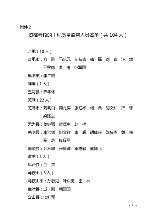 资格考核合格名单