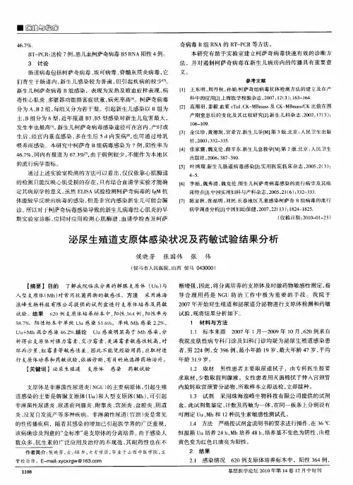 泌尿生殖道支原体感染状况及药敏试验结果分析