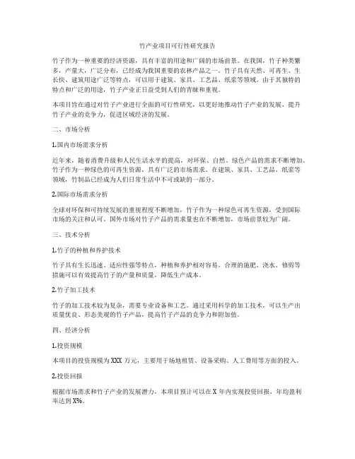 竹产业项目可行性研究报告