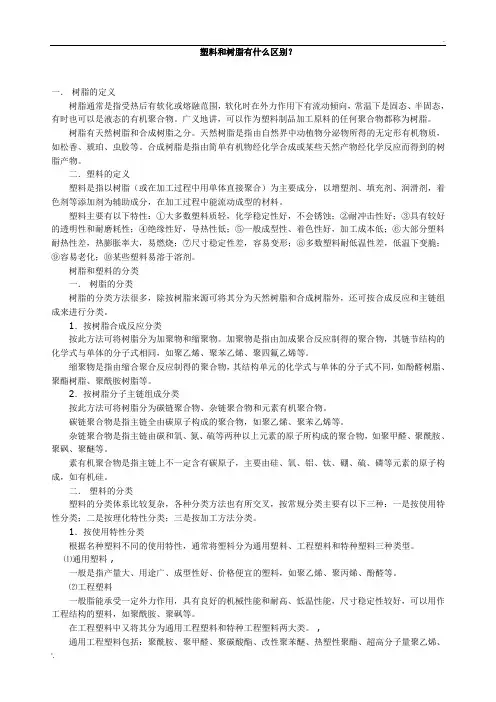 塑料和树脂有什么区别