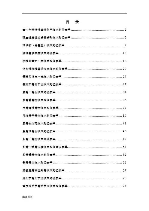 骨科临床路径表单汇总