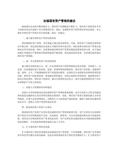 加强国有资产管理的建议