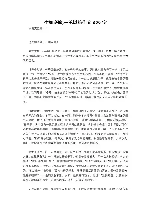 生如逆旅,一苇以航作文800字
