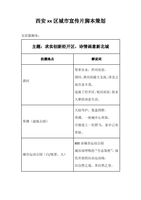 西安某区城市宣传片脚本