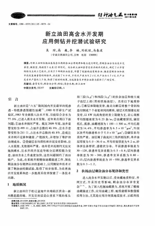 新立油田高含水开发期应用侧钻井挖潜试验研究