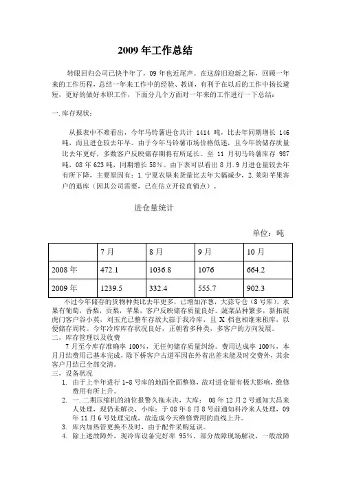 2009年工作总结