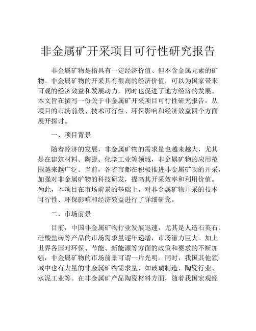 非金属矿开采项目可行性研究报告