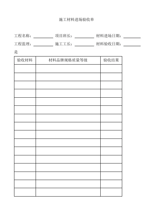 施工材料进场验收单