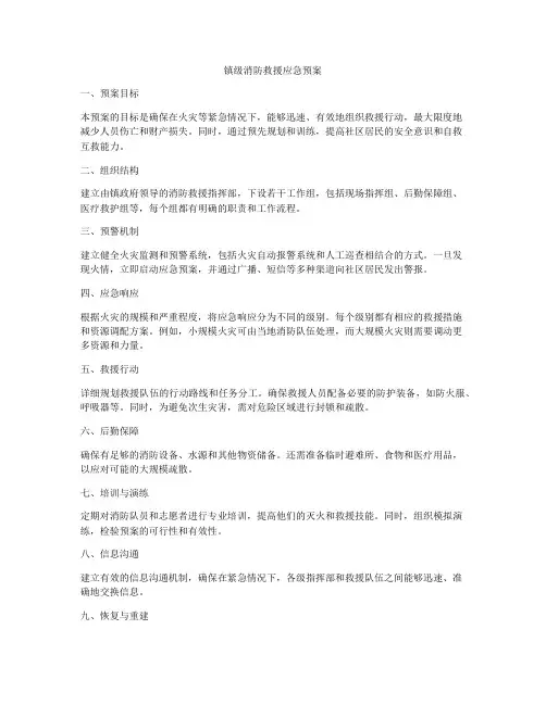 镇级消防救援应急预案