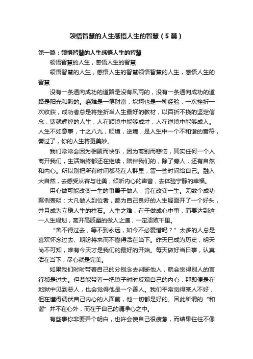 领悟智慧的人生感悟人生的智慧（5篇）