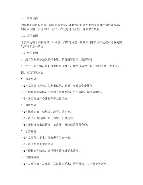 妇科应急预案