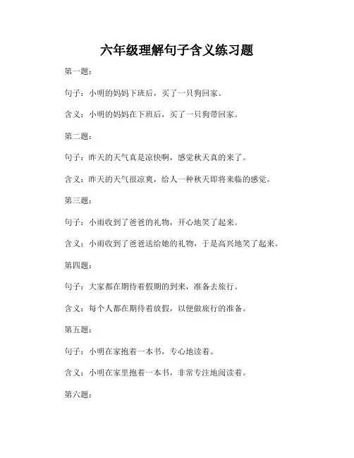 六年级理解句子含义练习题