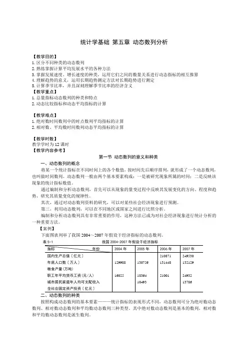 统计学基础-第五章------动态数列分析