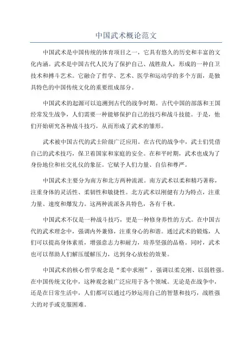 中国武术概论范文