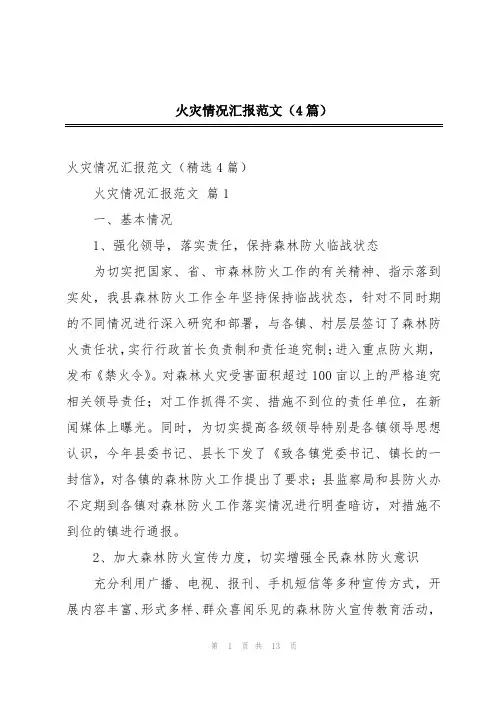 火灾情况汇报范文(4篇)