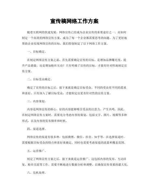 宣传稿网络工作方案