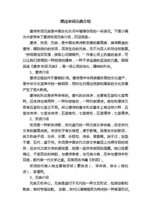 唐诗宋词元曲介绍