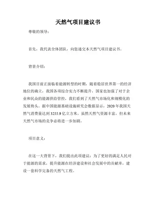 天然气项目建议书