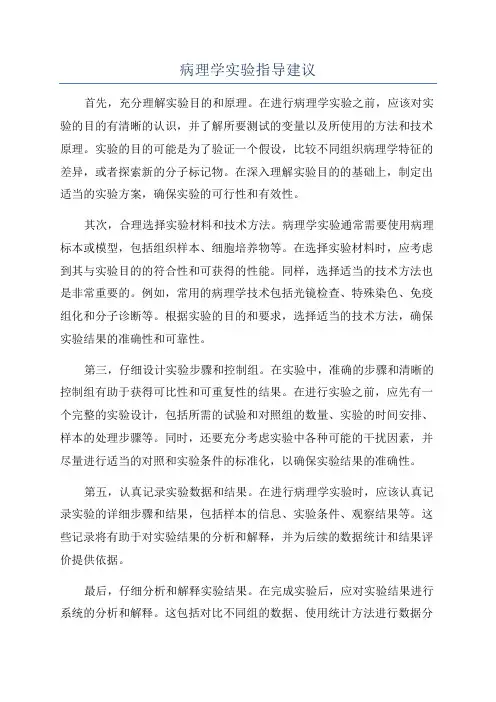 病理学实验指导建议