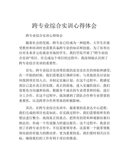跨专业综合实训心得体会