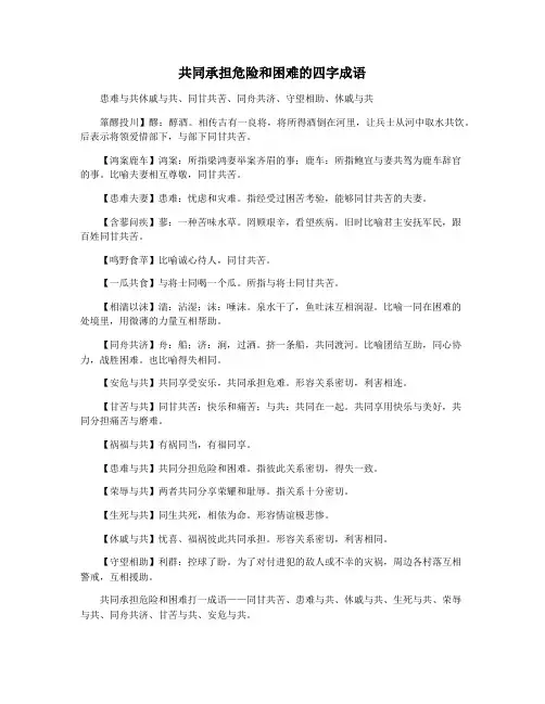 共同承担危险和困难的四字成语