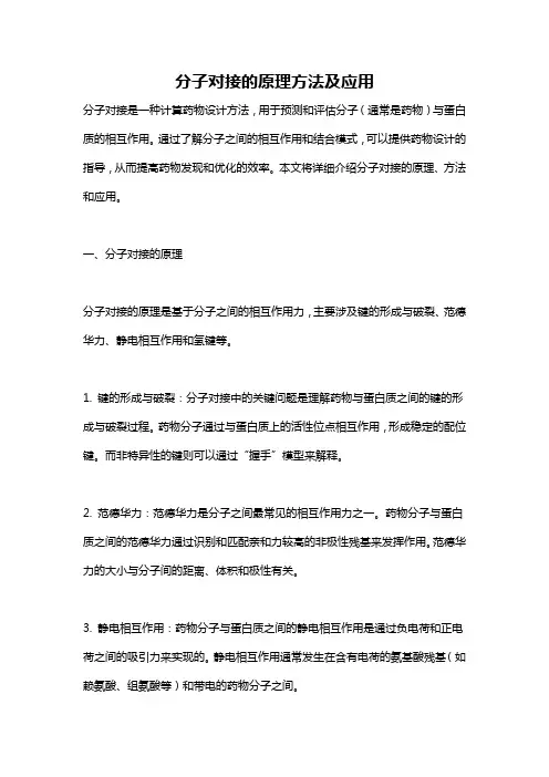 分子对接的原理方法及应用