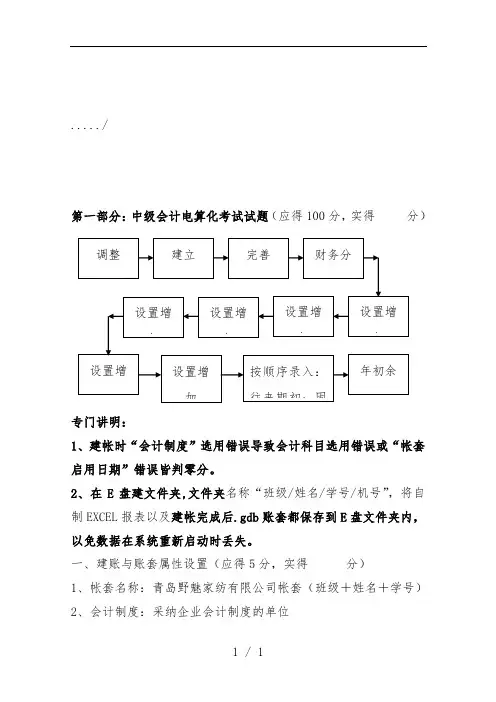 中级会计电算化考试试题