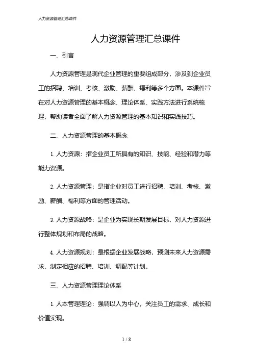 2024年人力资源管理汇总课件