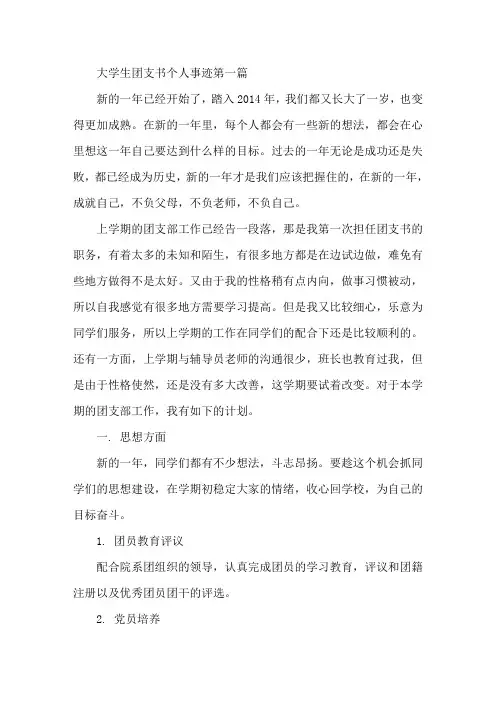 大学生团支书个人事迹