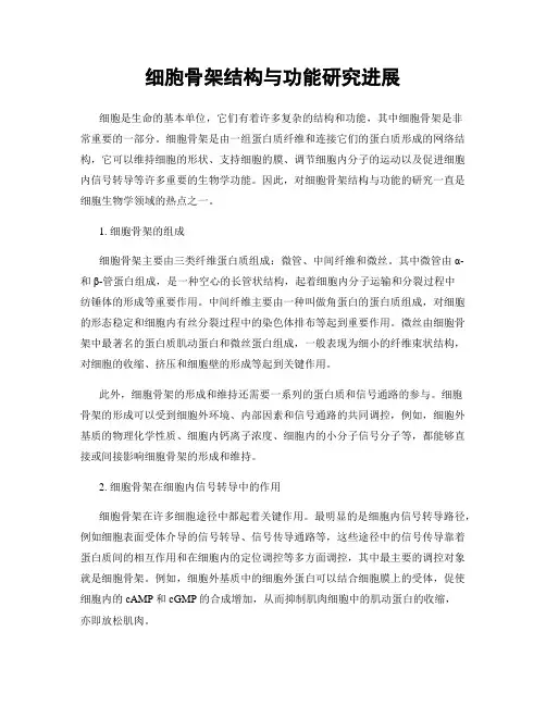细胞骨架结构与功能研究进展