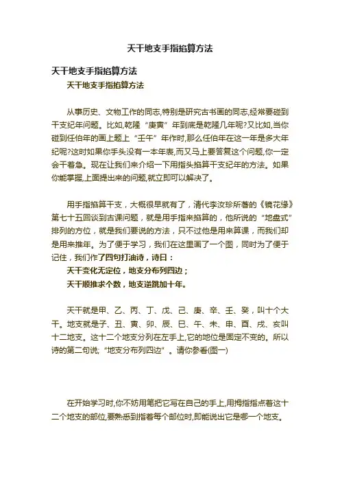 天干地支手指掐算方法