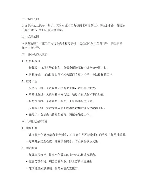 工地维稳风险应急预案