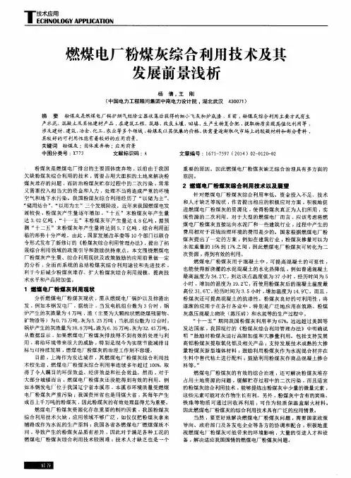 燃煤电厂粉煤灰综合利用技术及其发展前景浅析