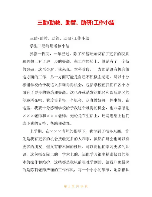 三助(助教、助管、助研)工作小结