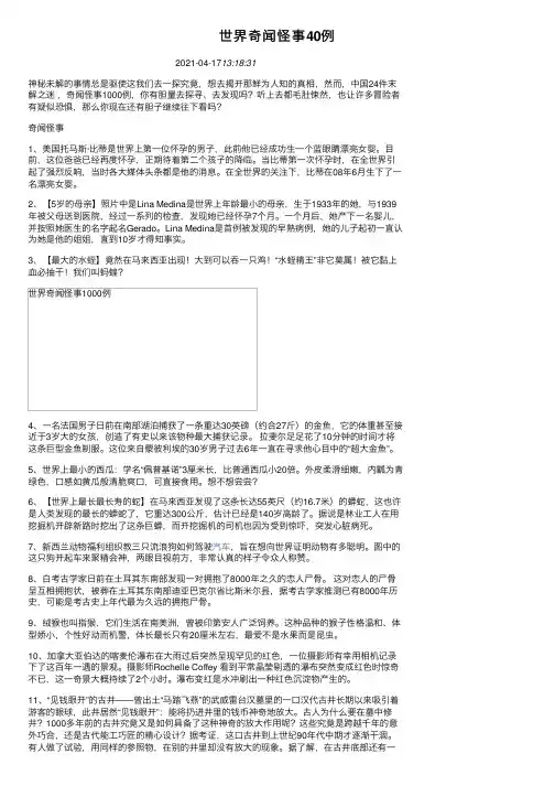 世界奇闻怪事40例