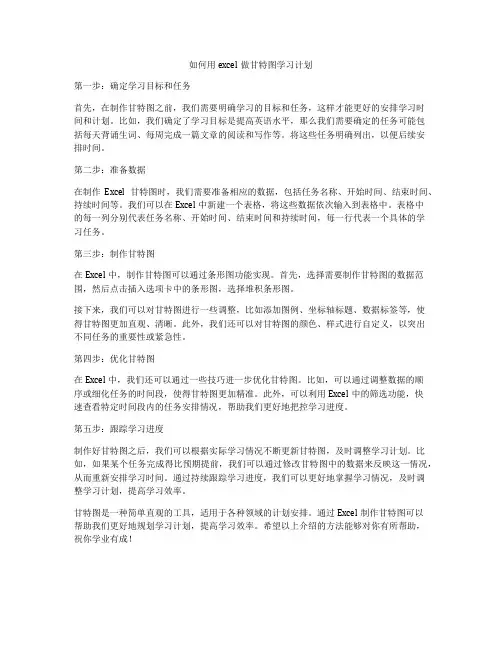 如何用excel做甘特图学习计划