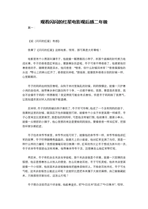 观看闪闪的红星电影观后感二年级