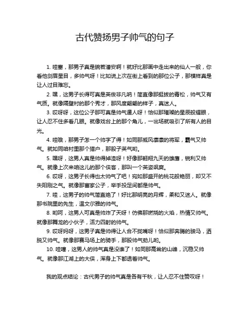 古代赞扬男子帅气的句子