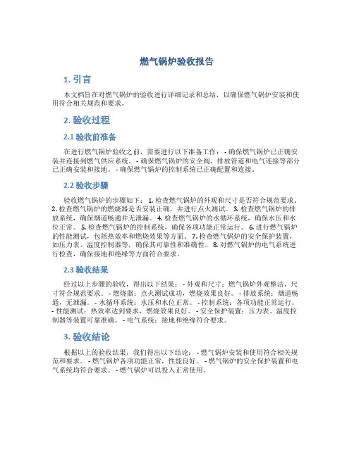 燃气锅炉验收报告