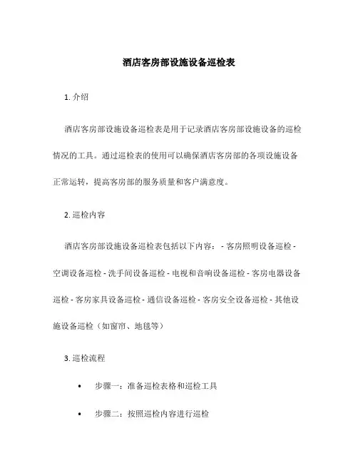 酒店客房部设施设备巡检表