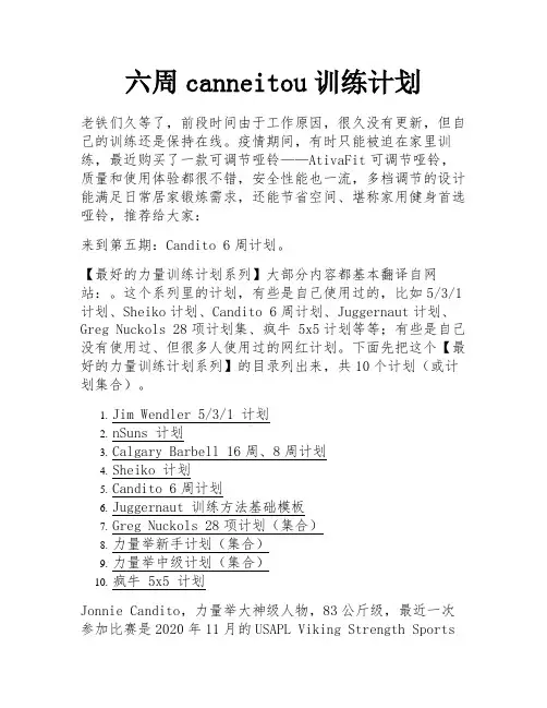 六周canneitou训练计划