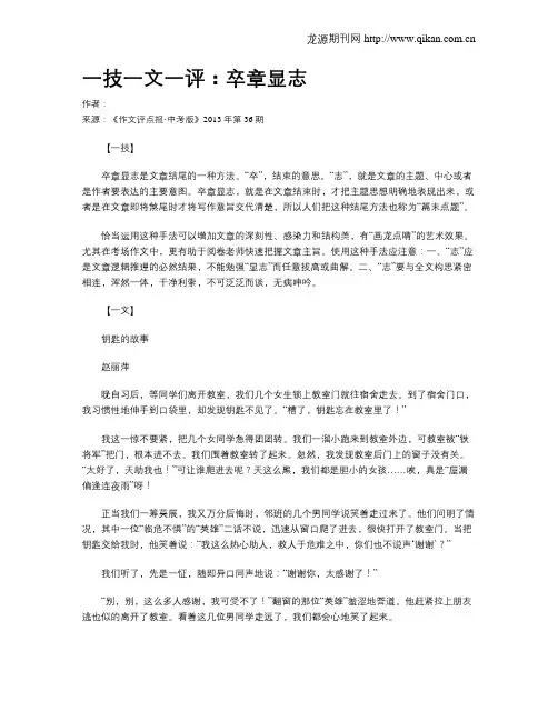 一技一文一评：卒章显志