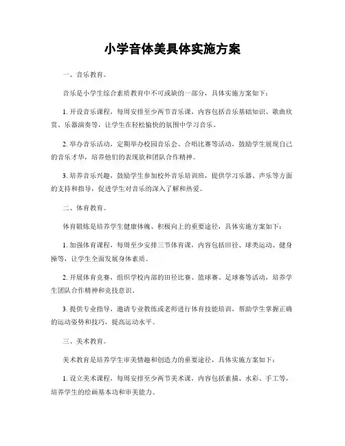 小学音体美具体实施方案