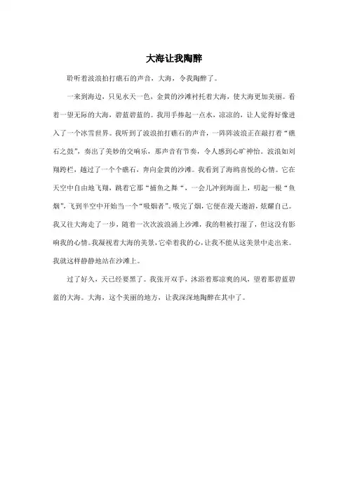 大海让我陶醉_小学六年级作文400字